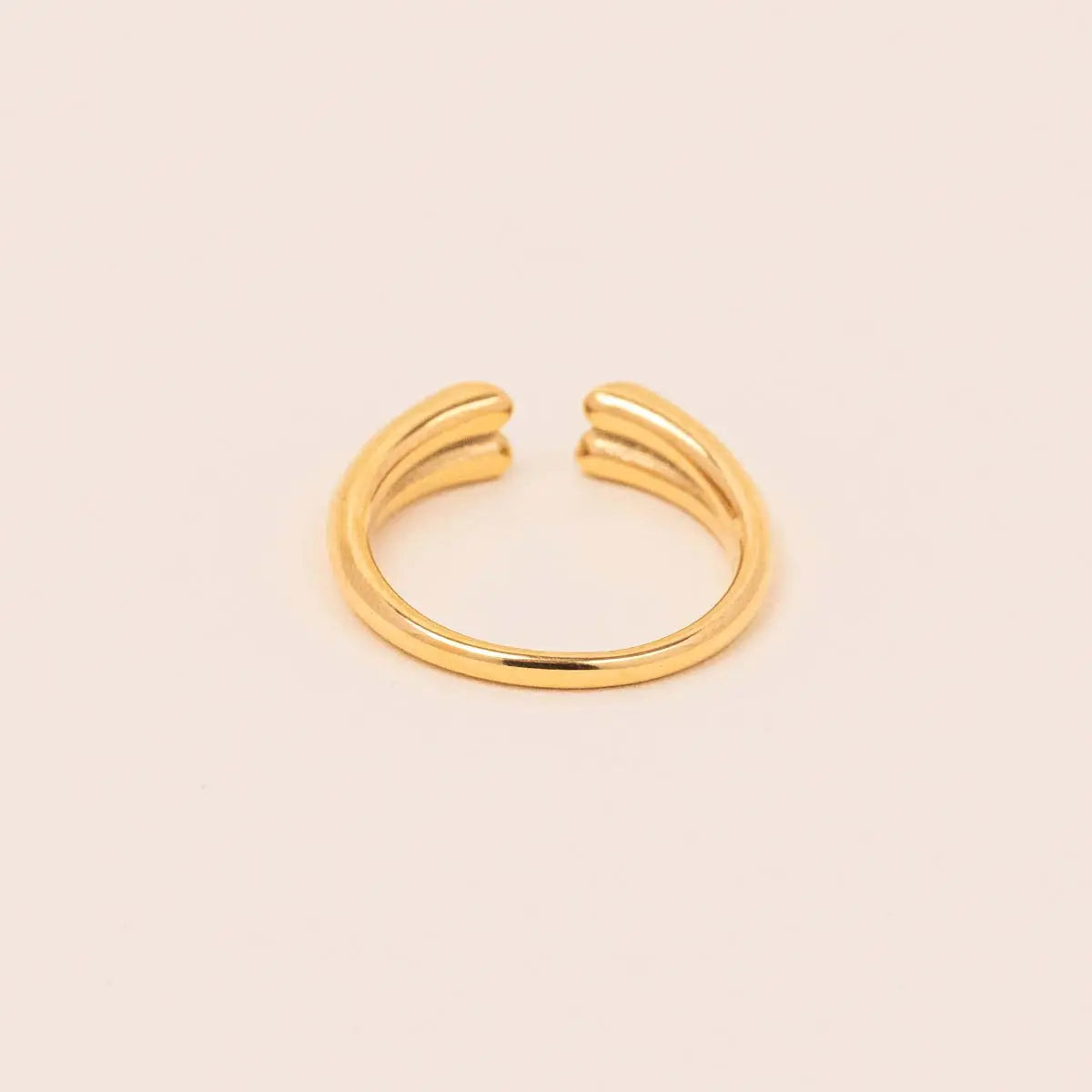 Bague coeur Rouge - Solènne - Acier doré