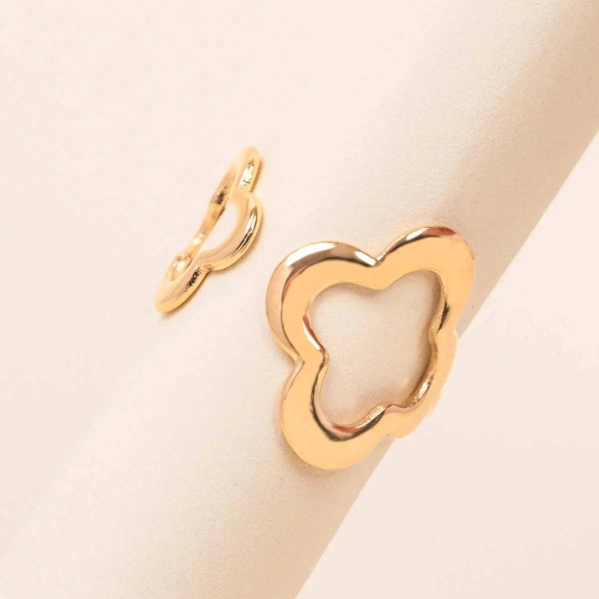 Bague double Trèfle - Constance - Acier doré