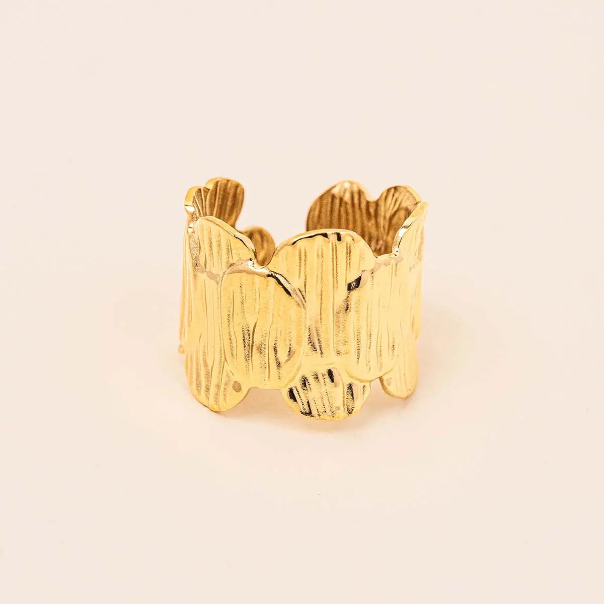 Bague texturée - Estelle - Acier doré