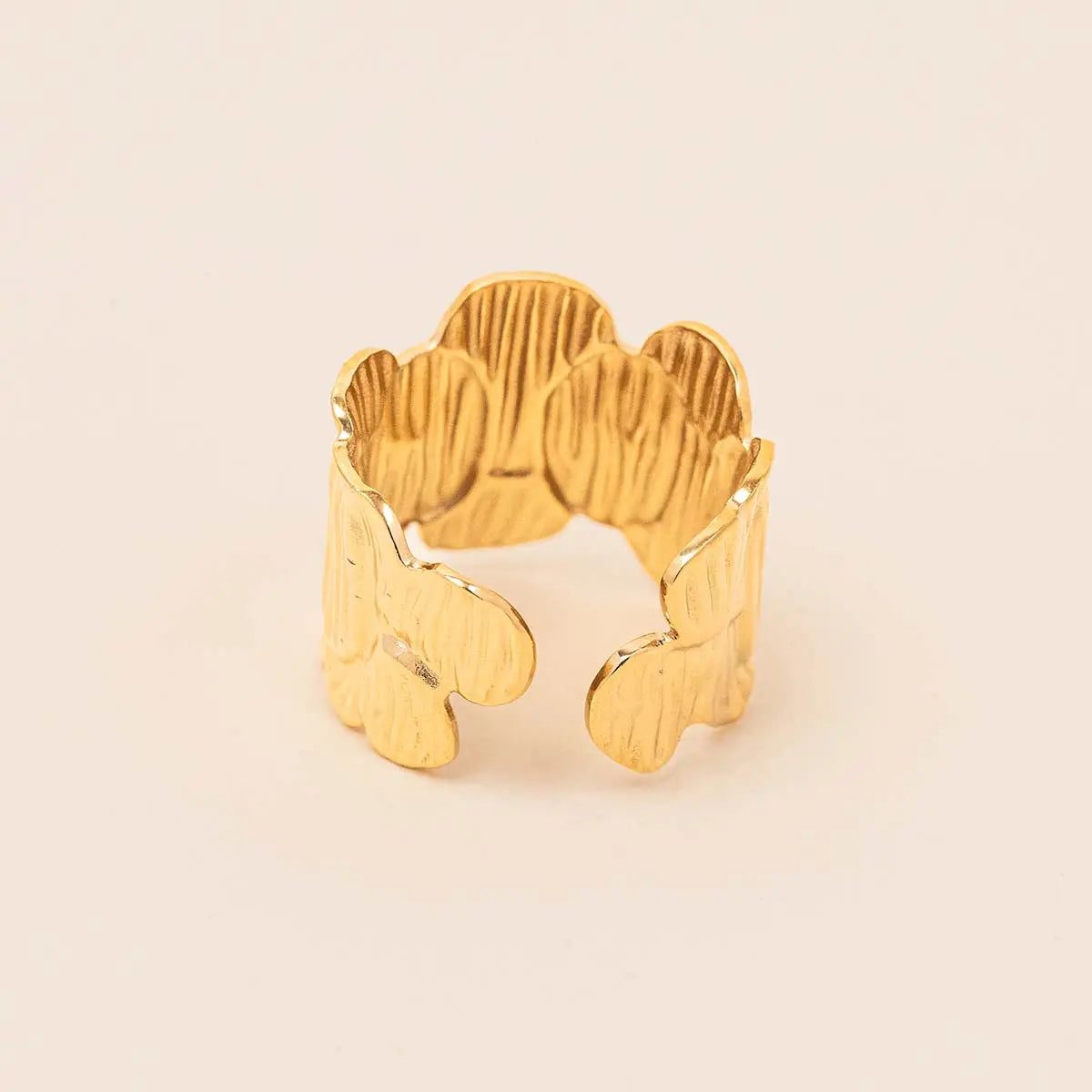 Bague texturée - Estelle - Acier doré