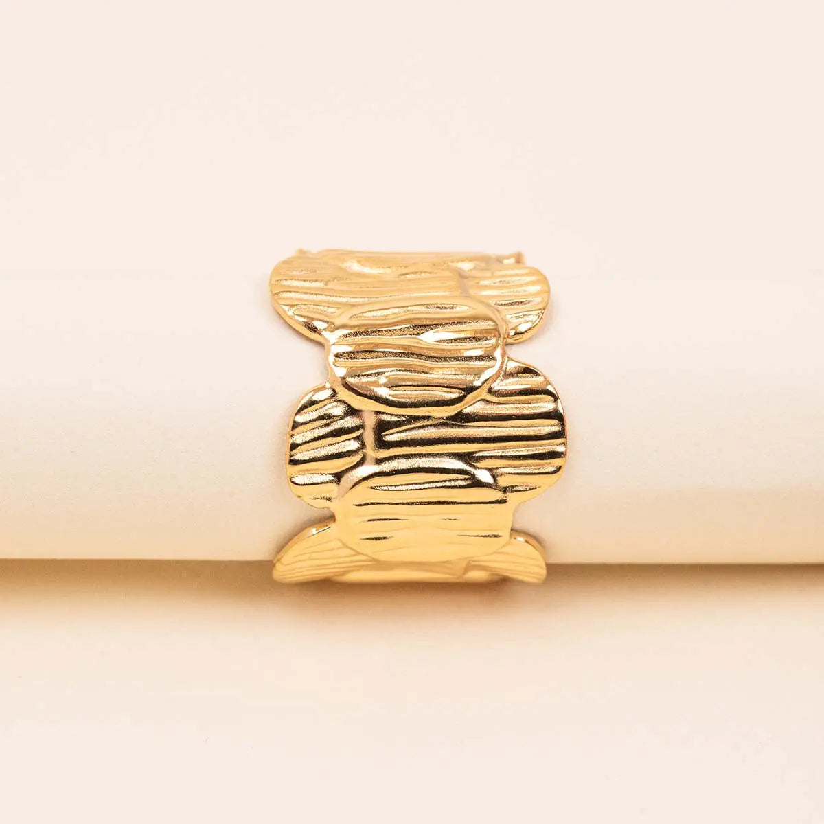 Bague texturée - Estelle - Acier doré