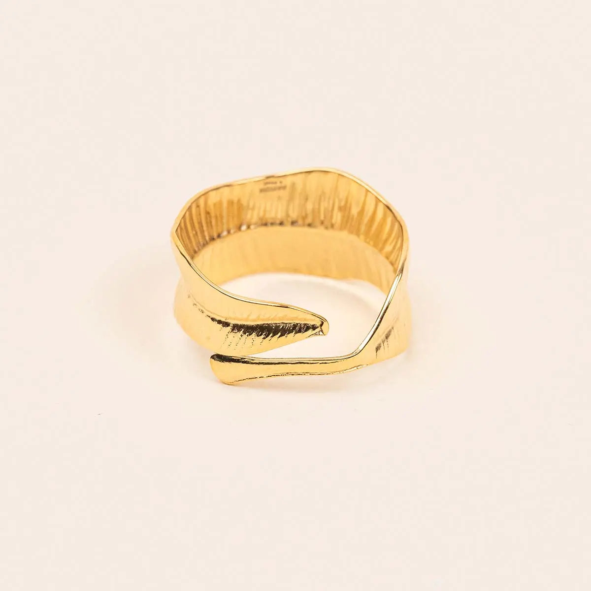 Bague feuille - Fanny - Acier doré