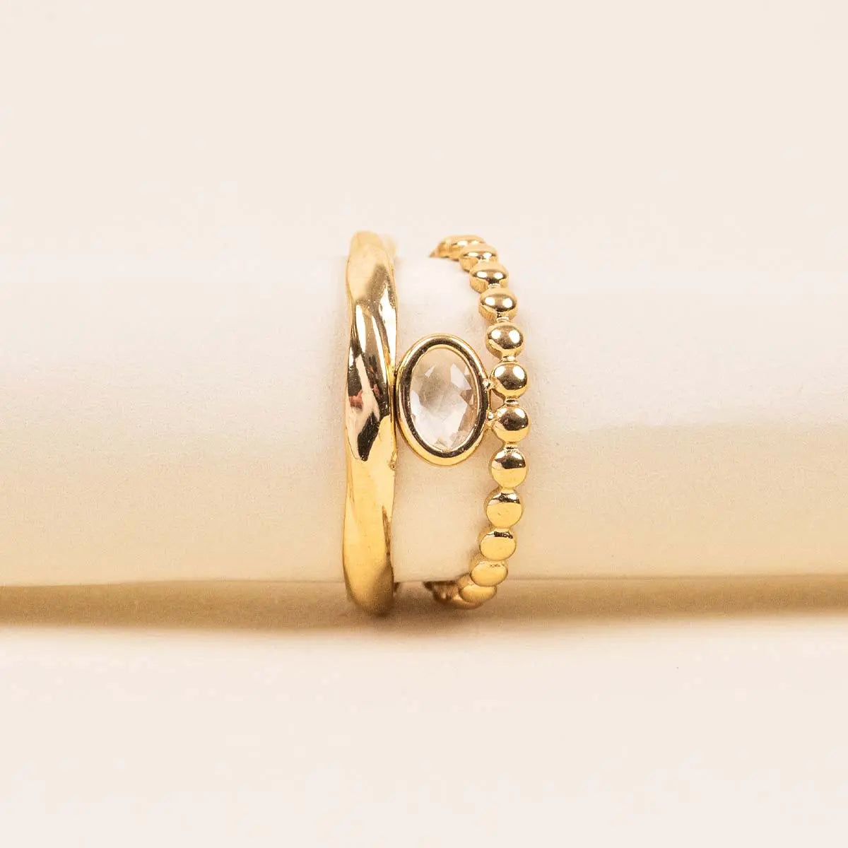Bague double - Oriane - Acier doré