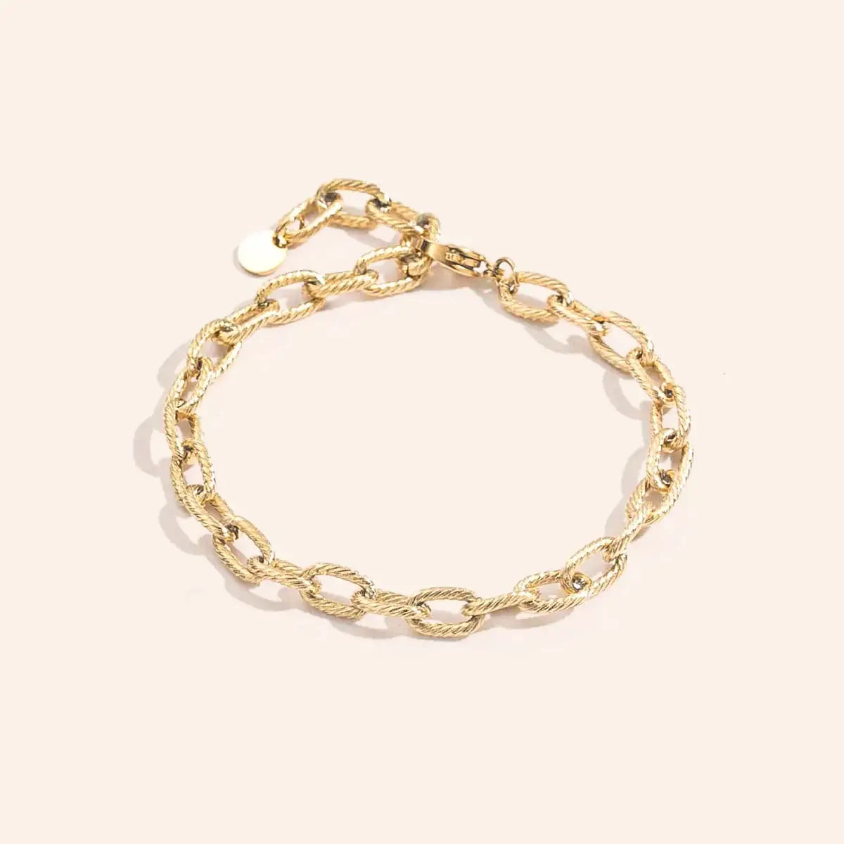 Bracelet maillons torsadés - Delphine - Acier doré