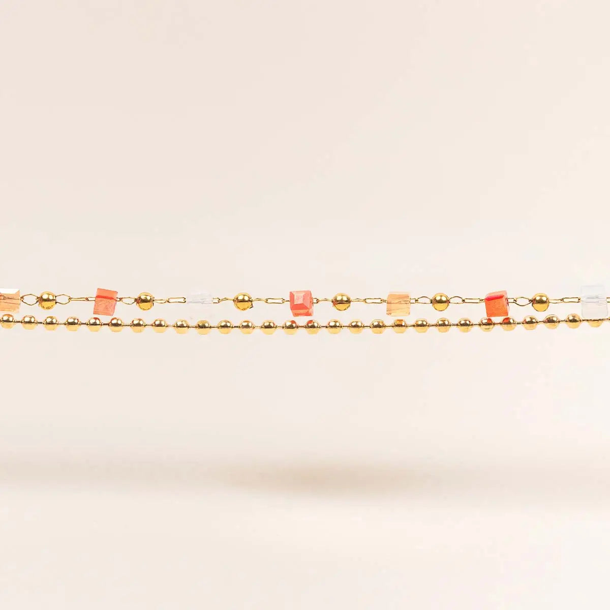Double bracelet perlé - Joésphine - Acier doré