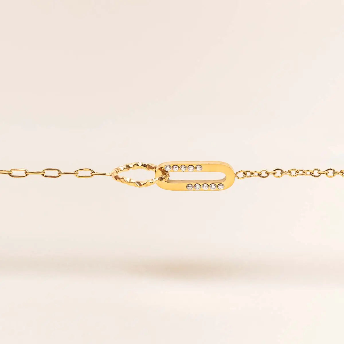 Bracelet double maillon - Élise - Acier doré