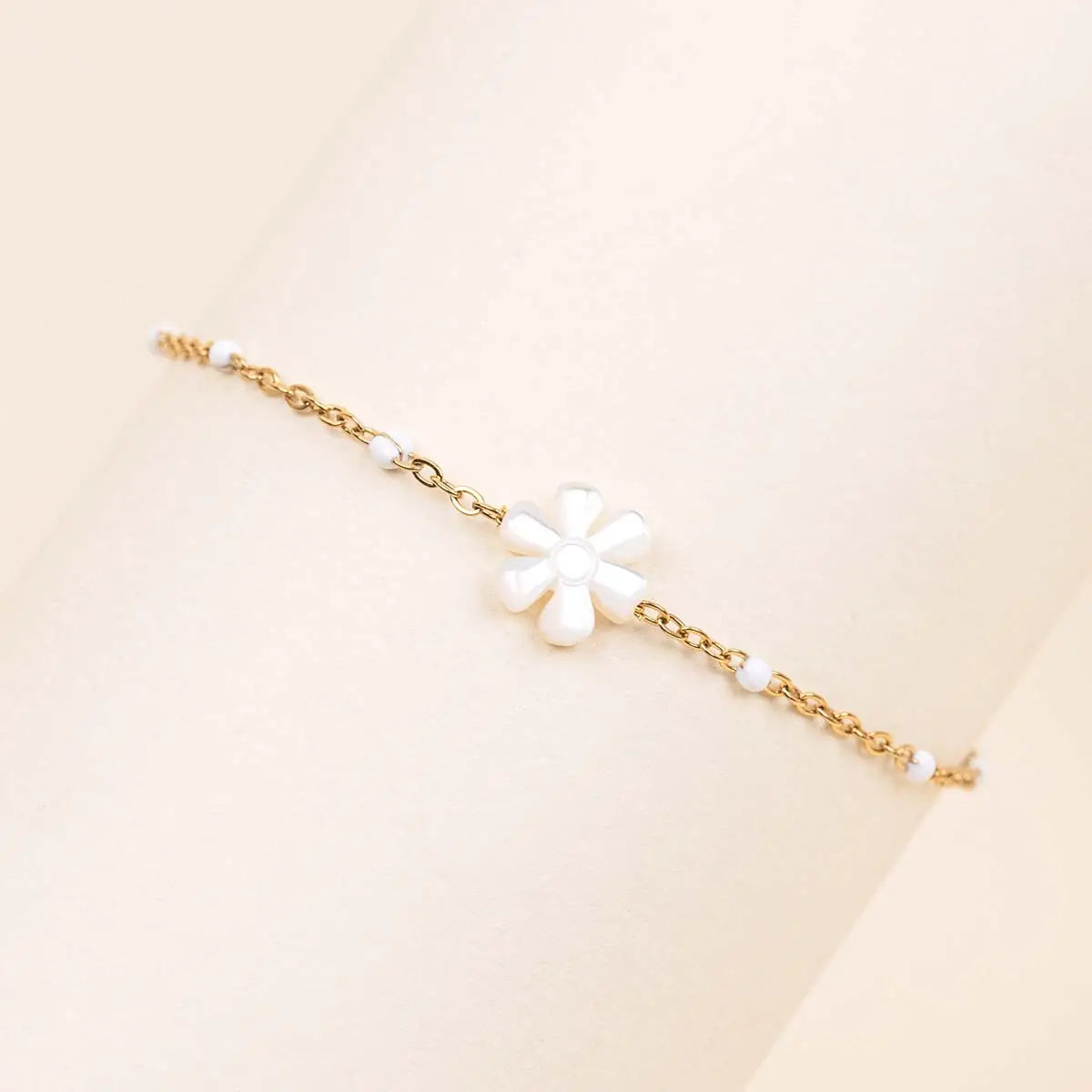 Bracelet fleuri - Marguerite - Acier doré