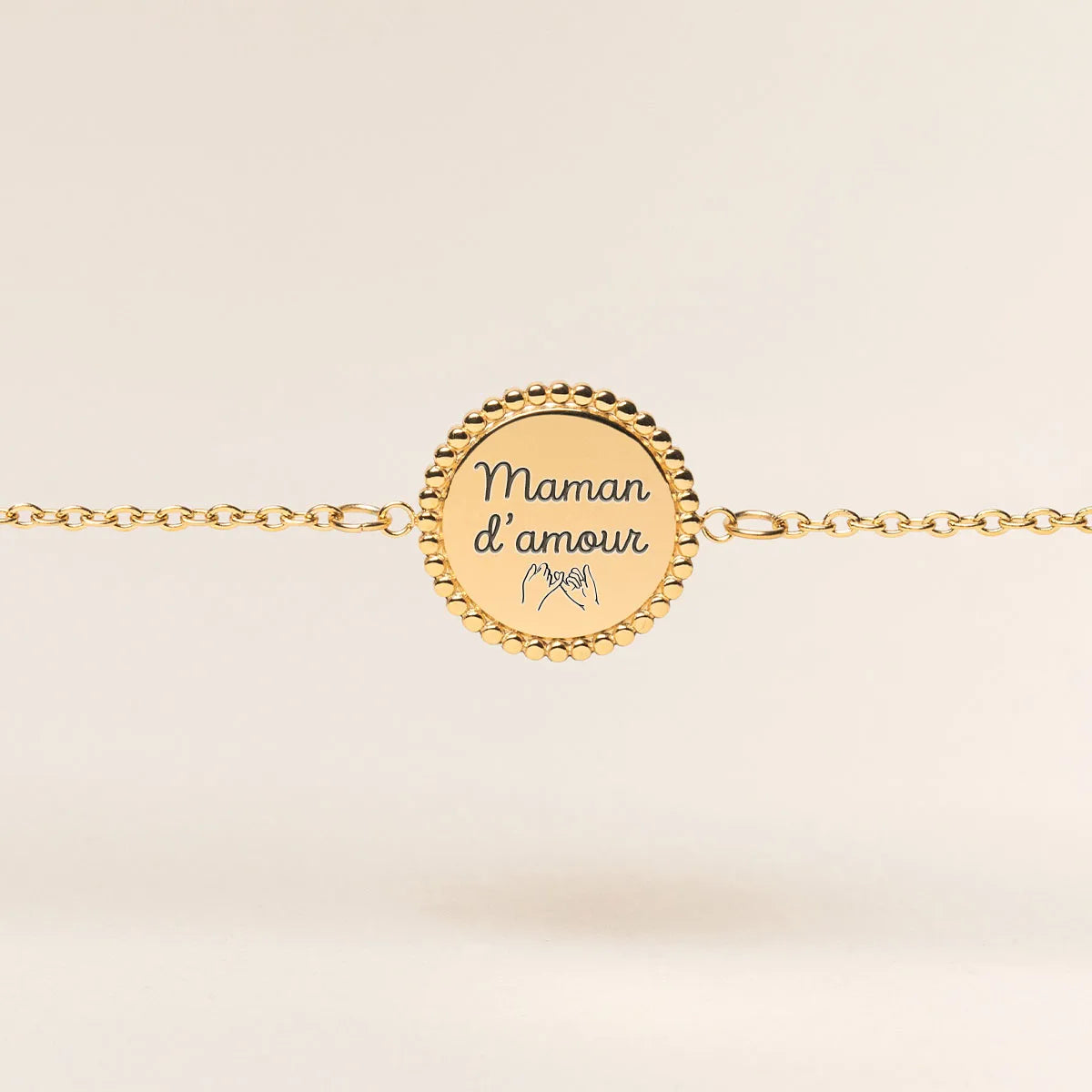 Bracelet médaille Soleil à personnaliser - Doré