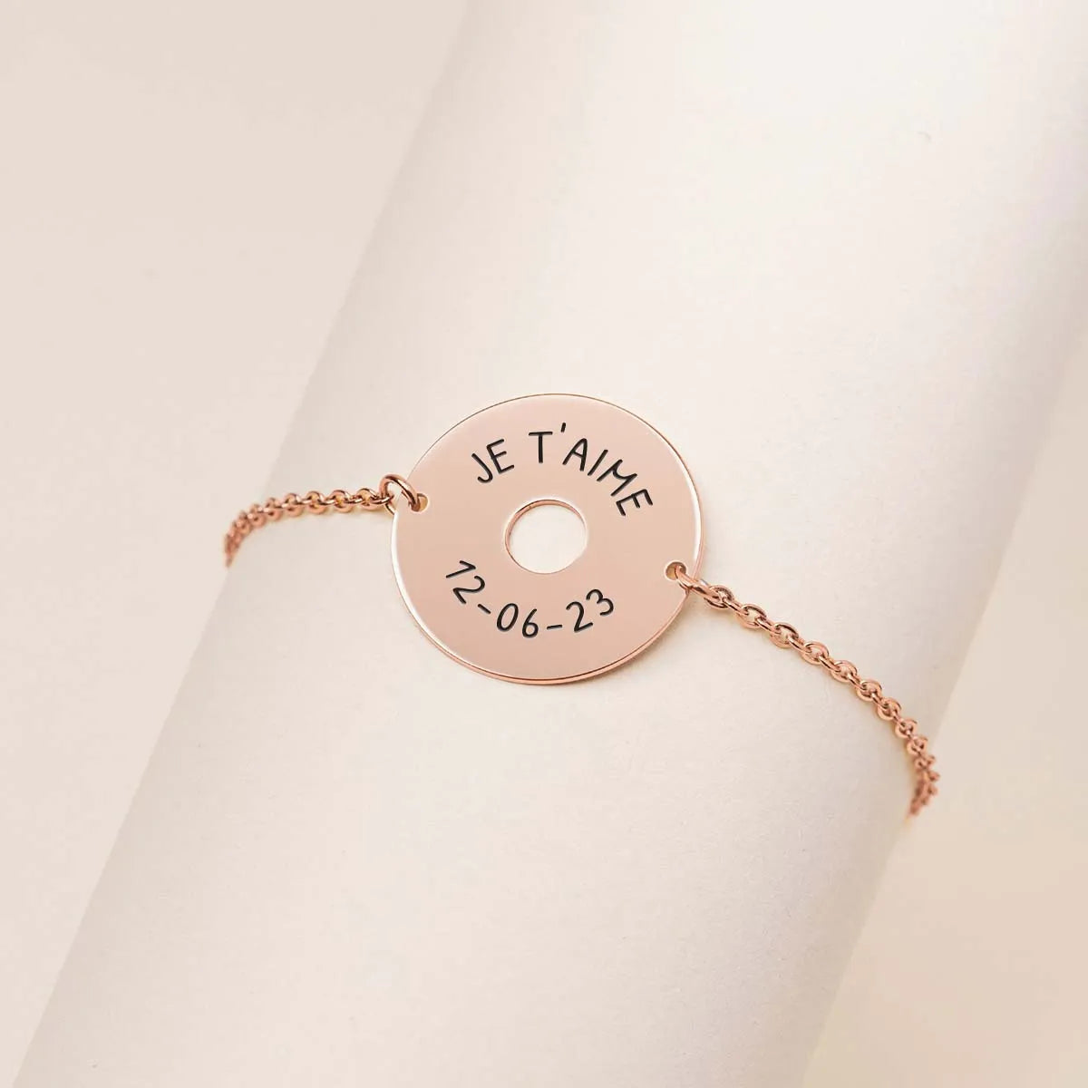 Bracelet médaille cible à personnaliser - Rose doré