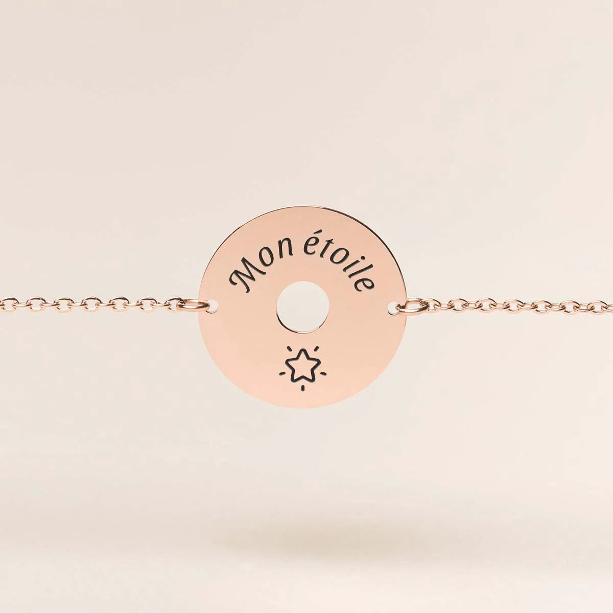 Bracelet médaille cible à personnaliser - Rose doré