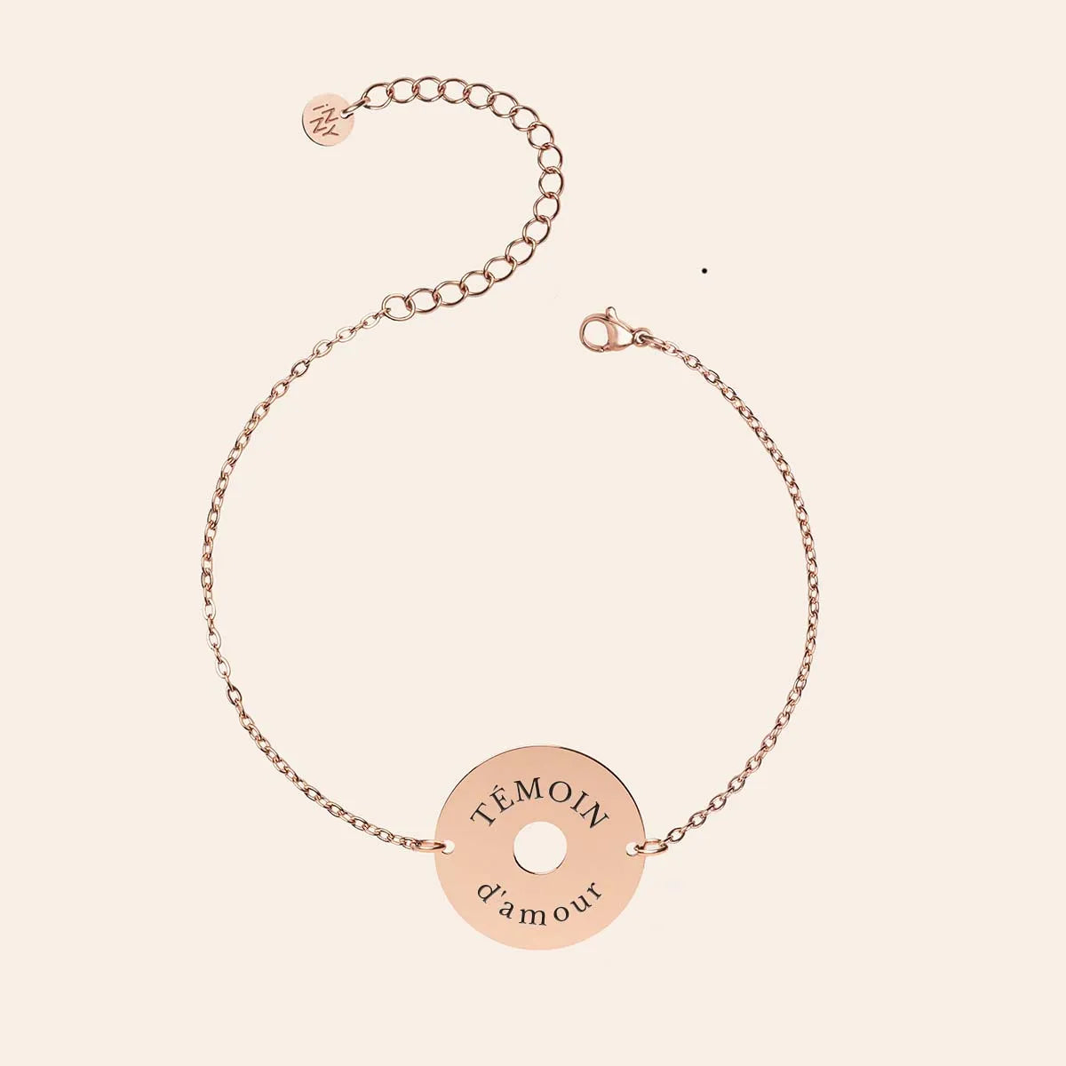 Bracelet médaille cible à personnaliser - Rose doré