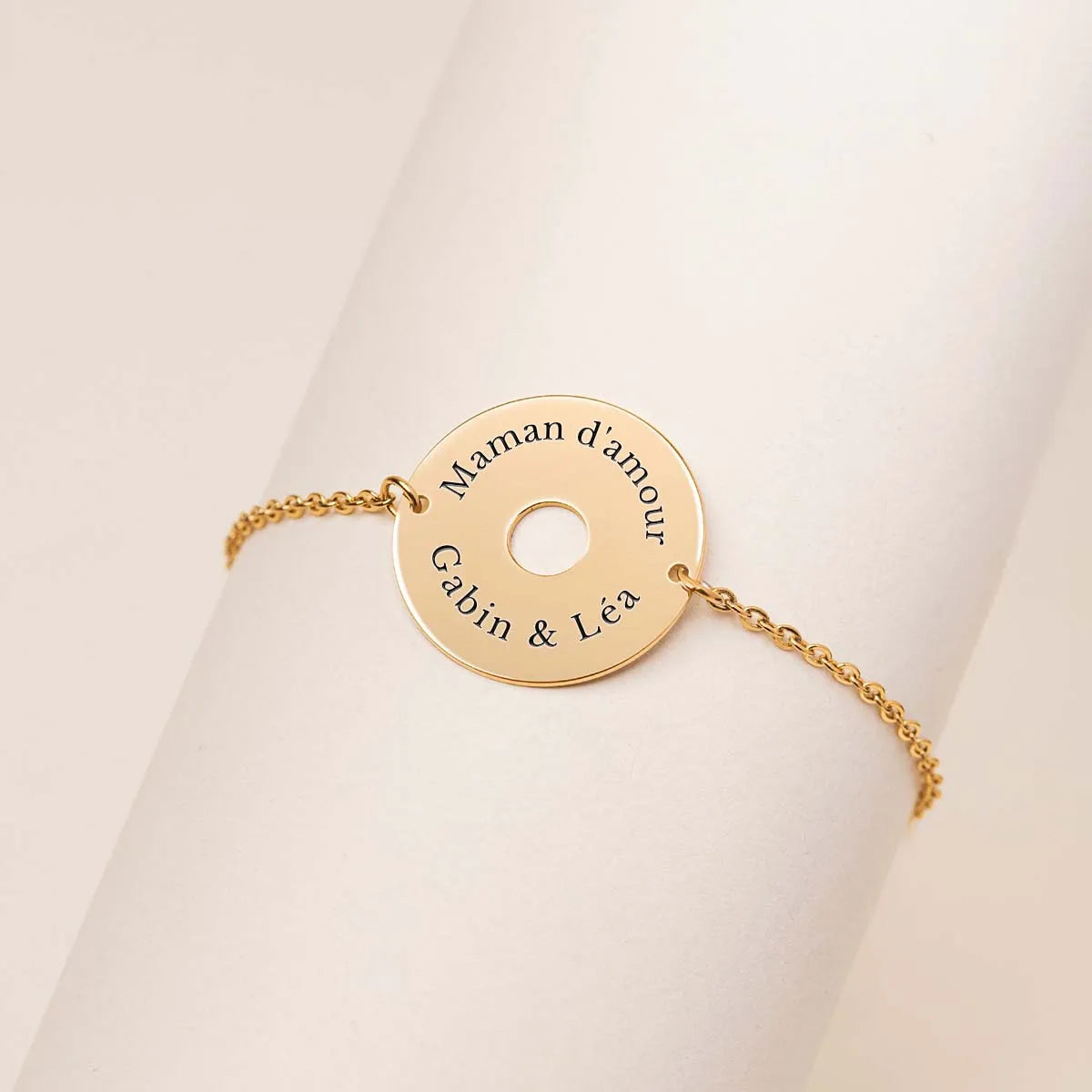 Bracelet médaille cible à personnaliser - Acier doré