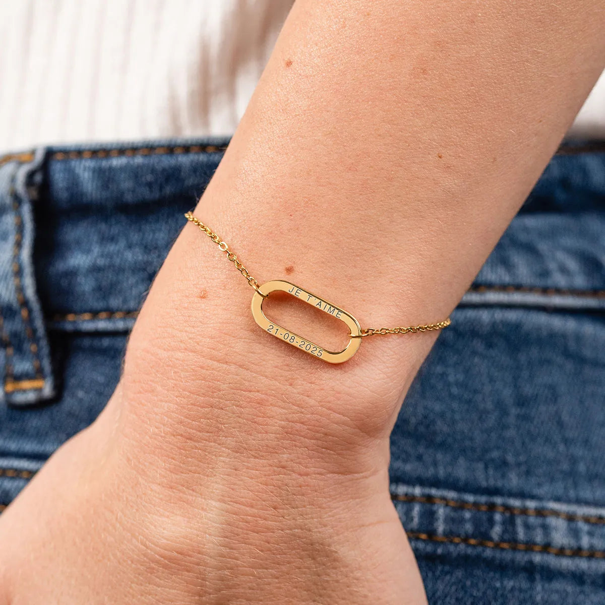 Bracelet maillon et chaine à personnaliser - Doré