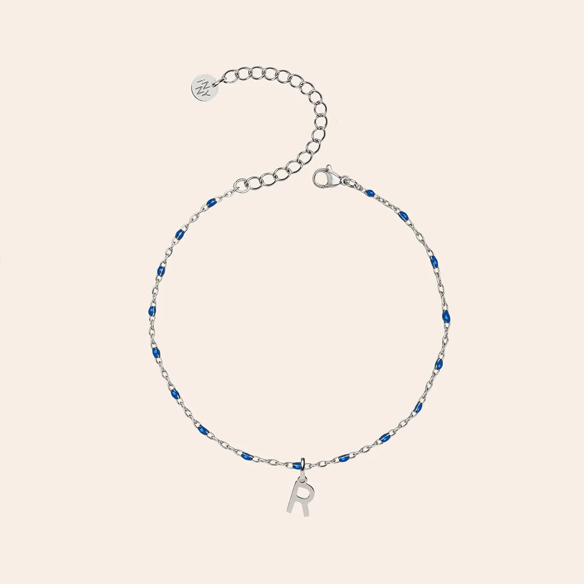 Bracelet chaîne perlée avec lettre à personnaliser - Acier