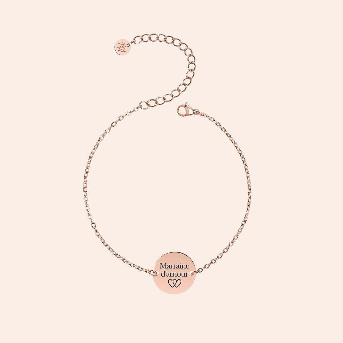 Bracelet médaille à personnaliser - Rose Doré