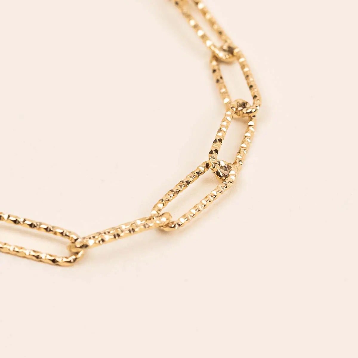 Collier à maillons texturés - Mathilde - Acier doré