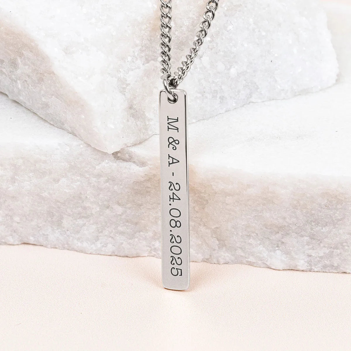 Collier homme barre à personnaliser - Acier