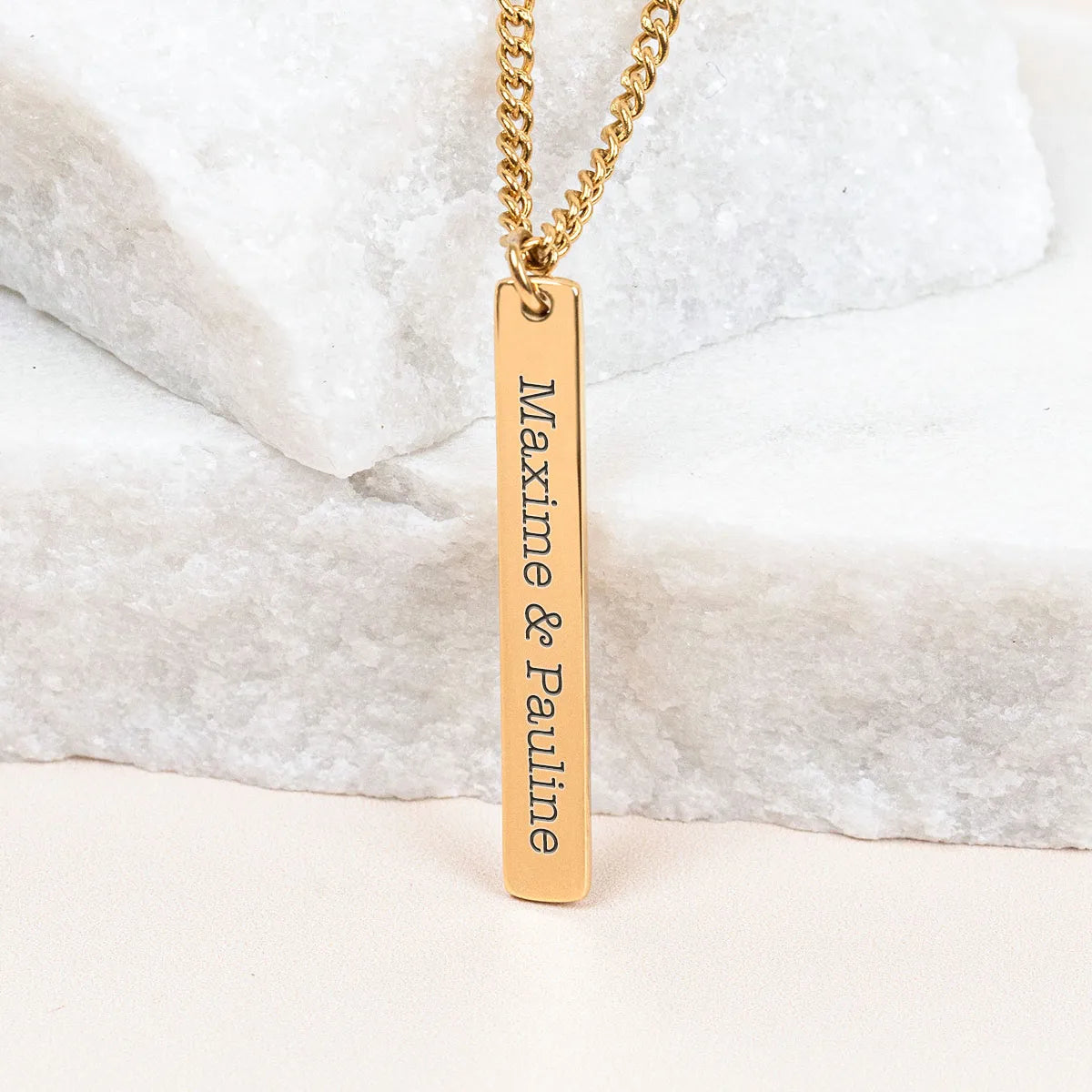 Collier homme barre à personnaliser - Doré