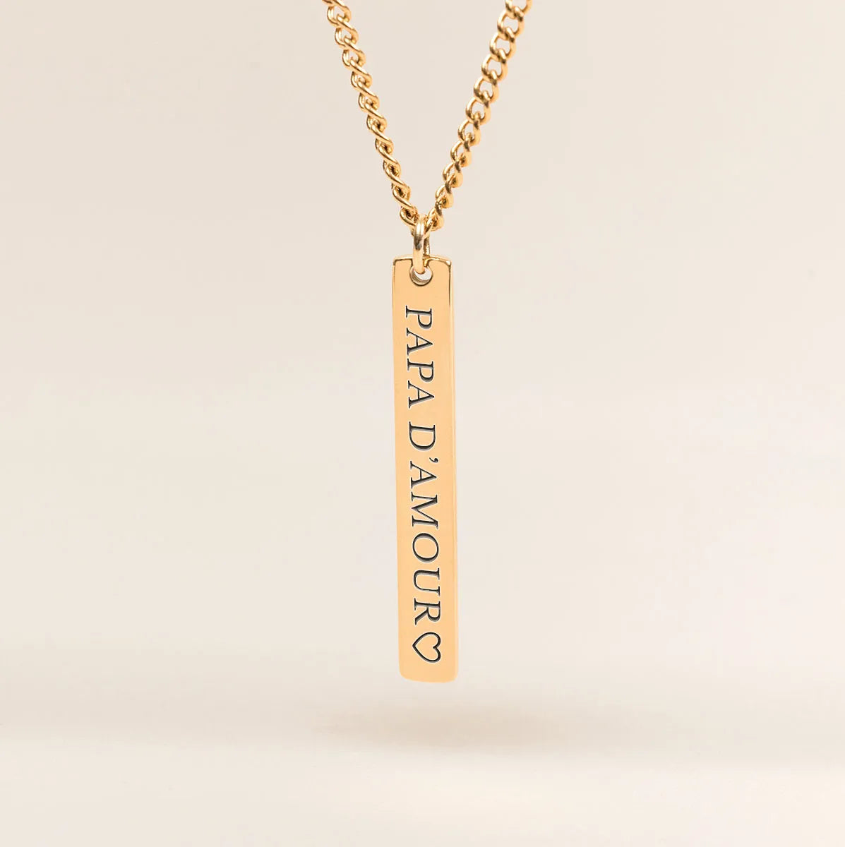 Collier homme barre à personnaliser - Doré