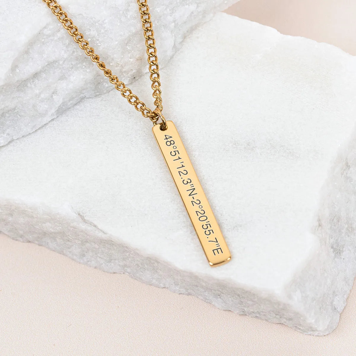 Collier homme barre à personnaliser - Doré