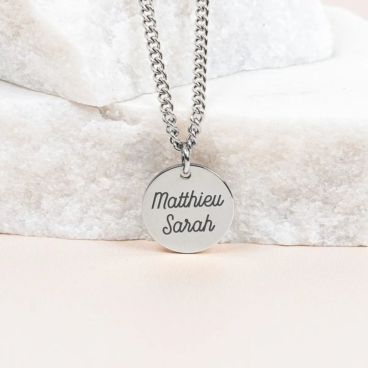 Collier homme médaille 14 mm à personnaliser - Acier