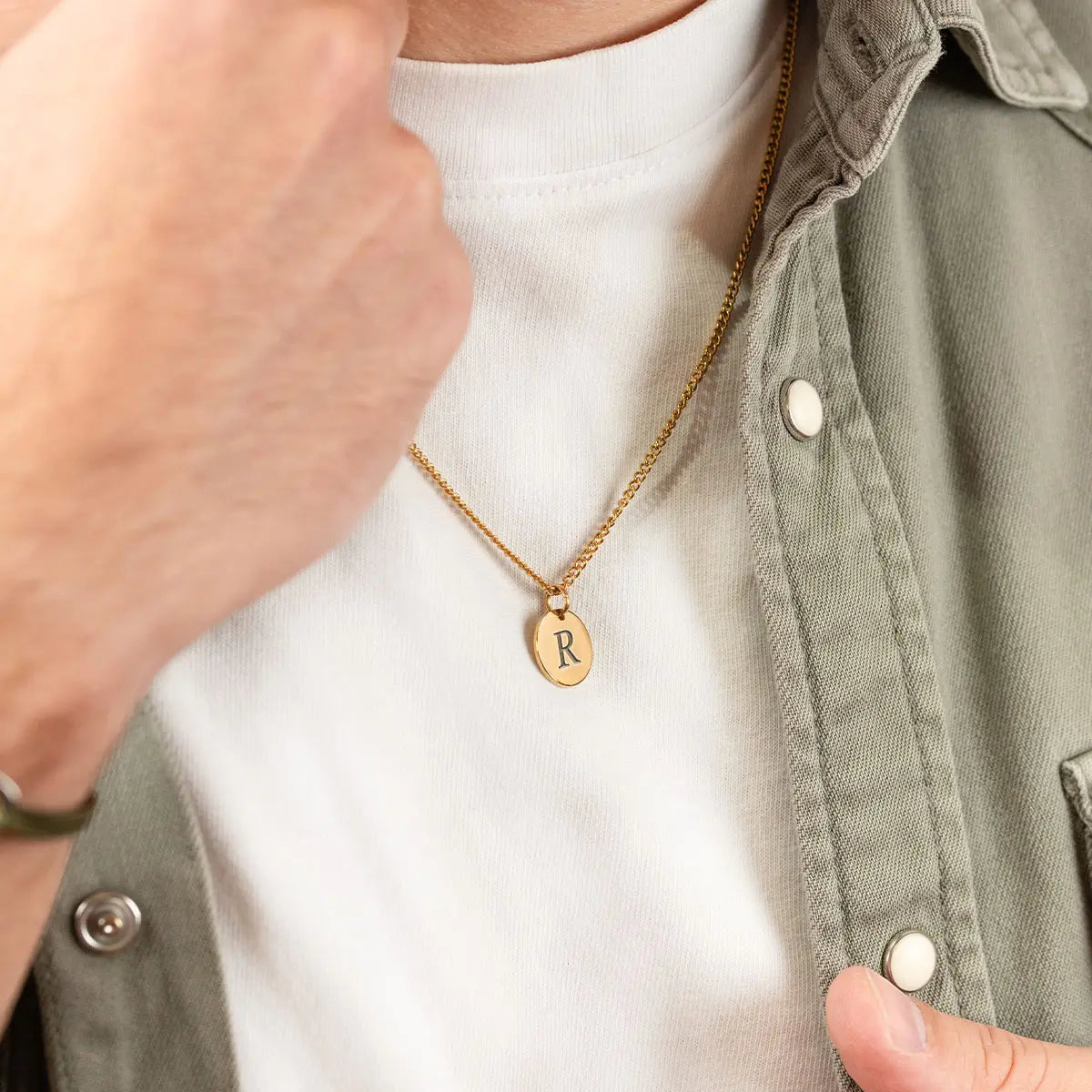 Collier homme médaille 14 mm à personnaliser - Doré
