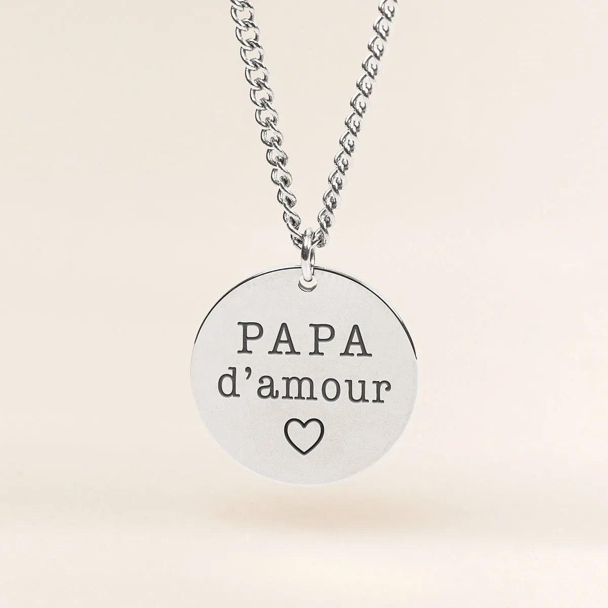 Collier homme médaille 20 mm à personnaliser - Acier