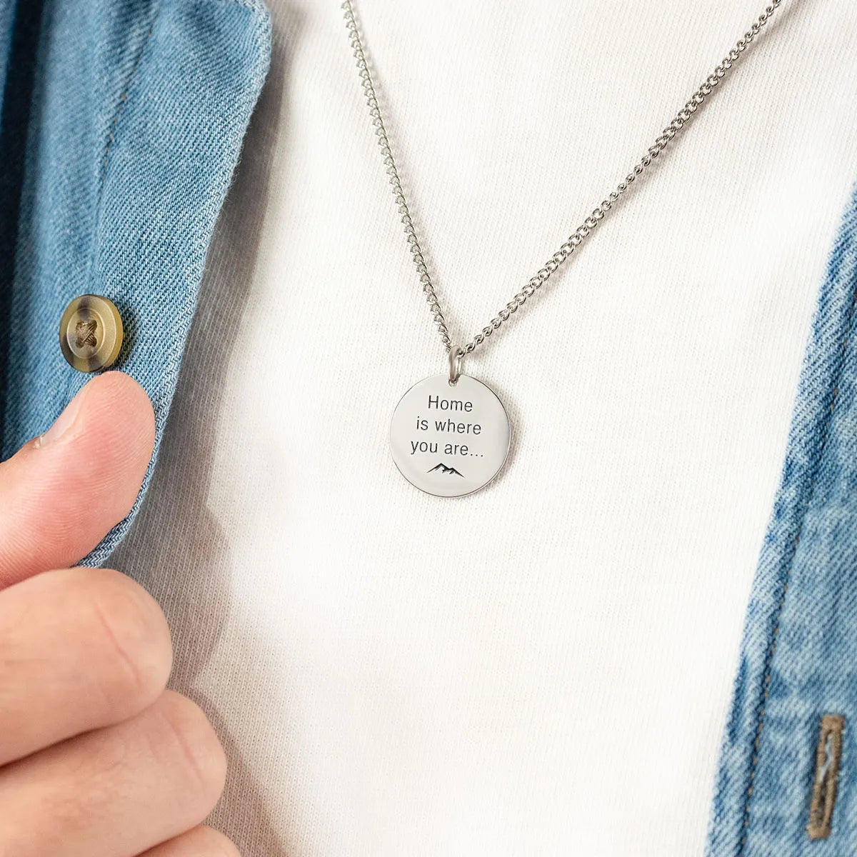 Collier homme médaille 20 mm à personnaliser - Acier