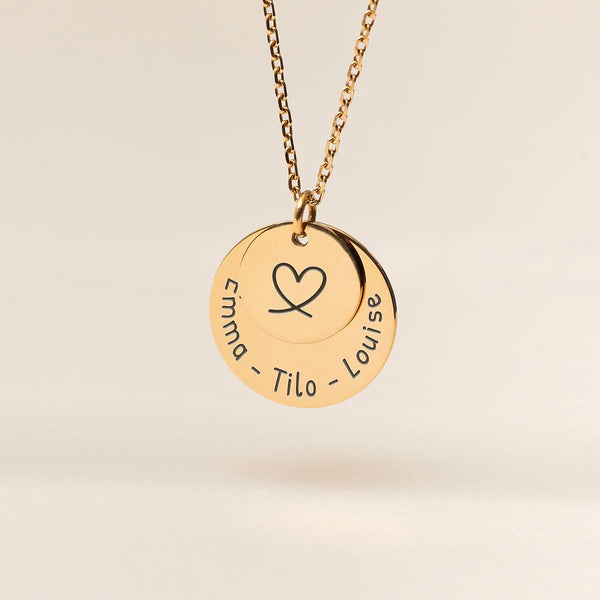 Collier duo de médailles à personnaliser - Doré