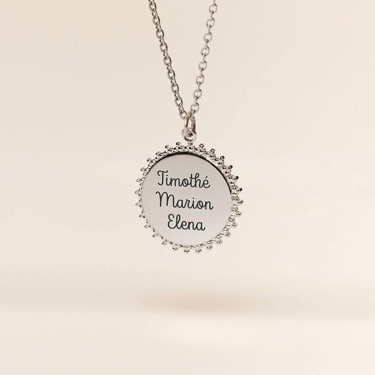 Collier médaille Soleil à personnaliser - Acier