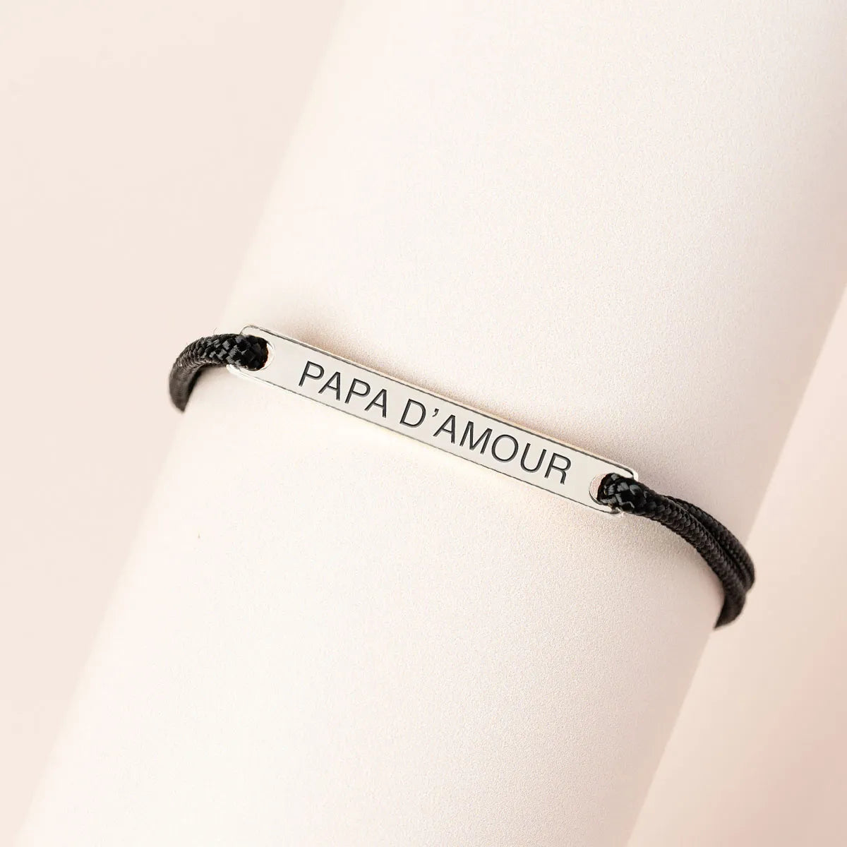 Bracelet cordon barre à personnaliser - Acier