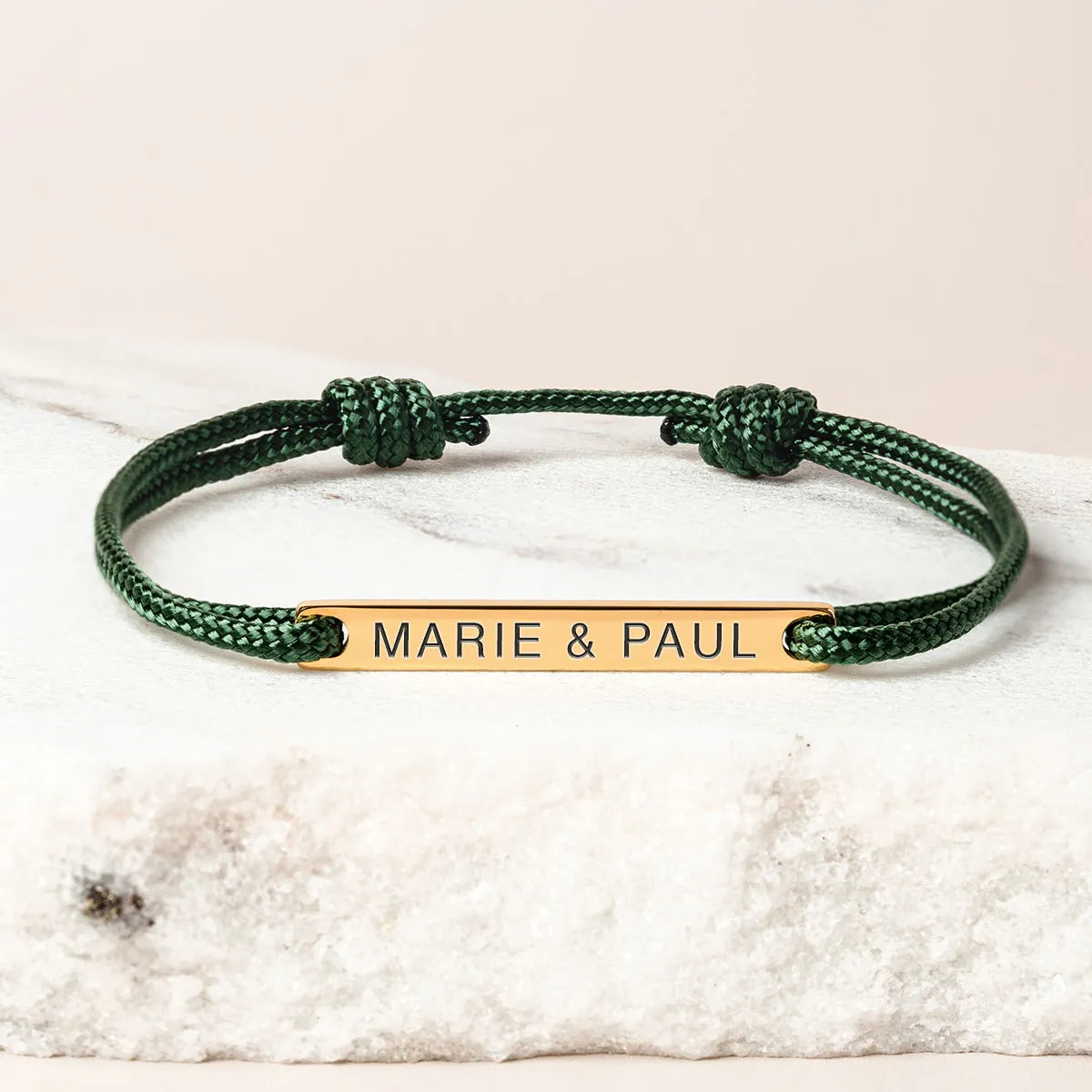 Bracelet femme cordon barre à personnaliser - Doré