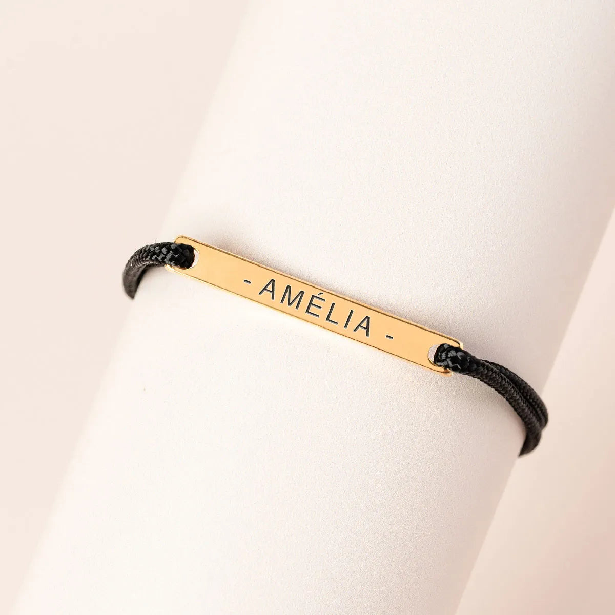 Bracelet femme cordon barre à personnaliser - Doré