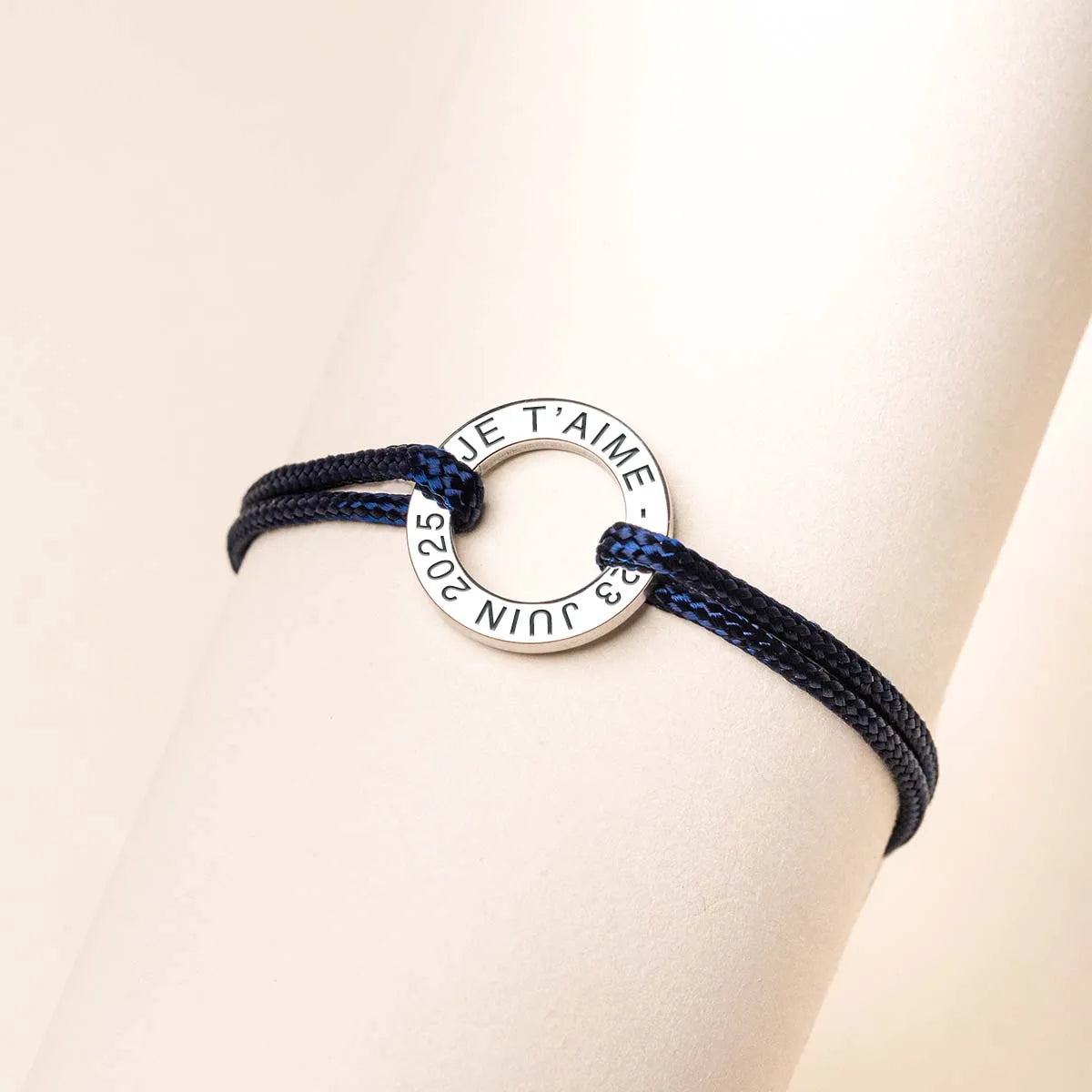 Bracelet femme cordon Cercle à personnaliser - Acier