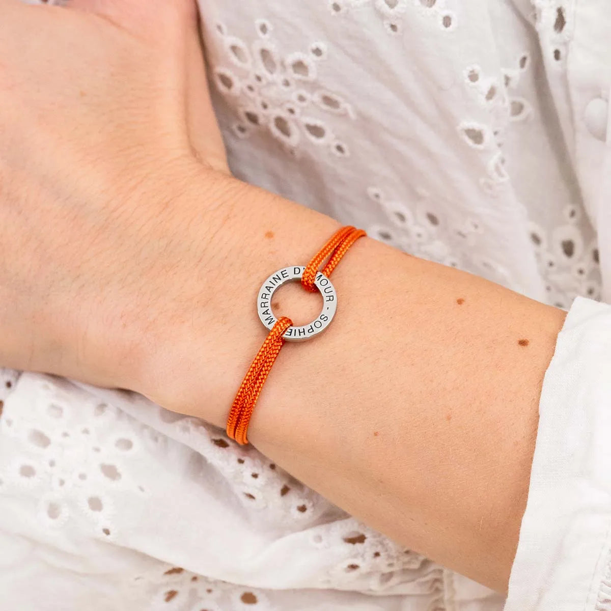 Bracelet femme cordon Cercle à personnaliser - Acier