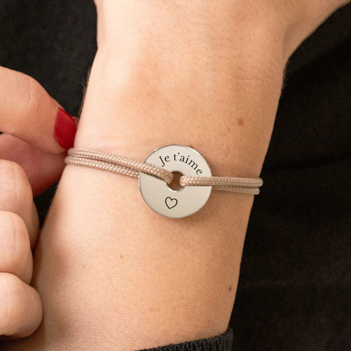 Bracelet femme cordon cible à personnaliser - Acier