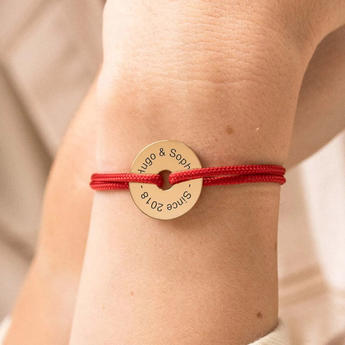 Bracelet femme cordon cible à personnaliser - Doré
