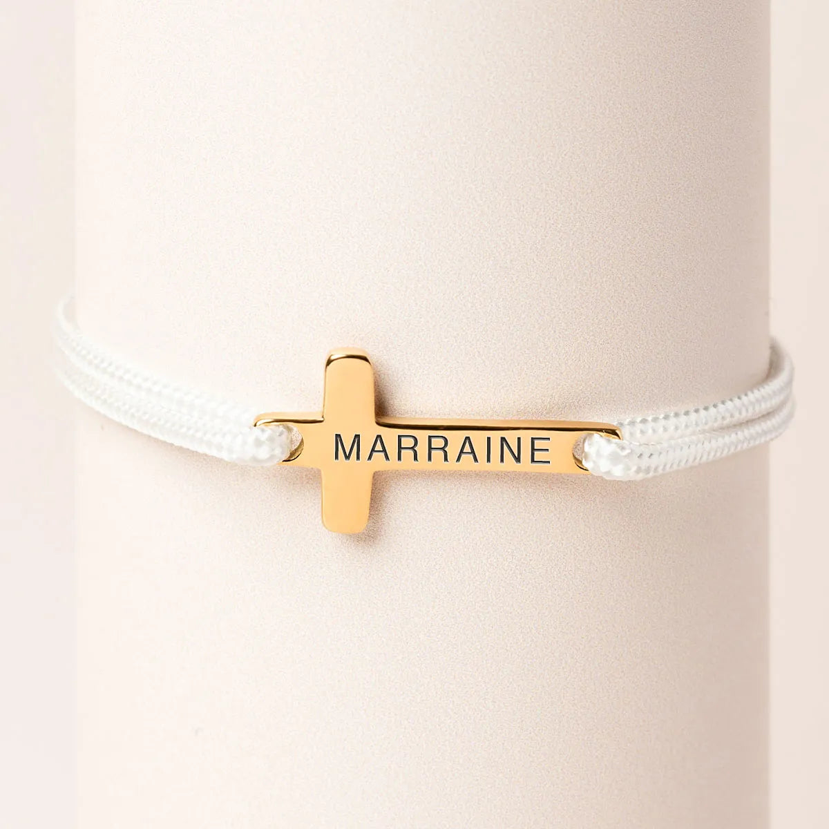 Bracelet croix femme cordon à personnaliser - Doré