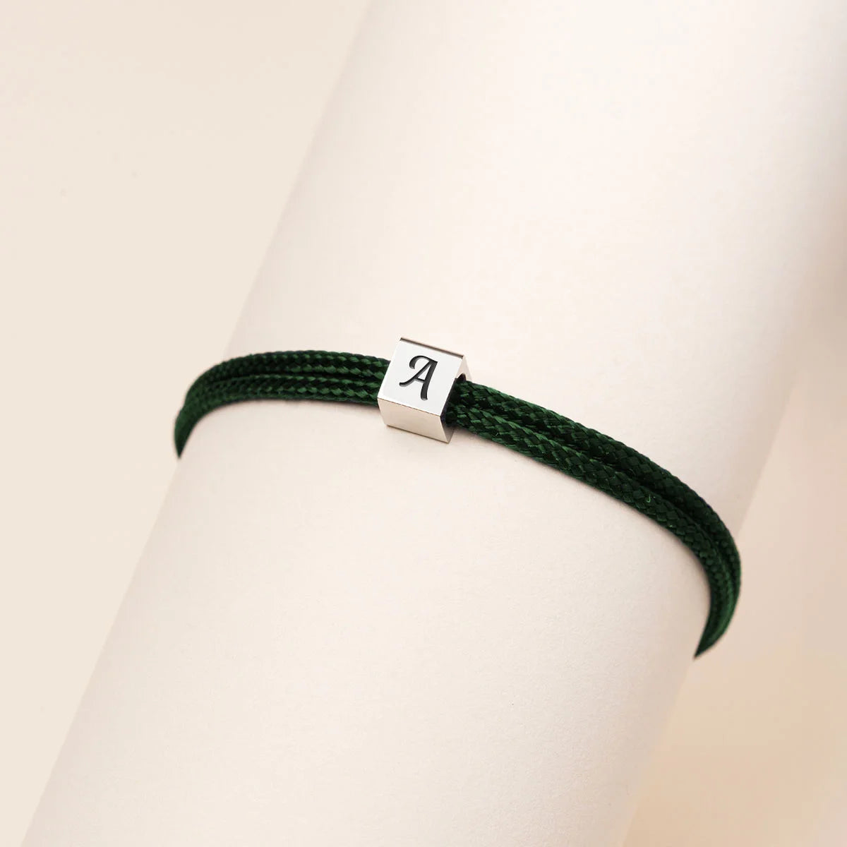 Bracelet femme cordon petit cube à personnaliser - Acier
