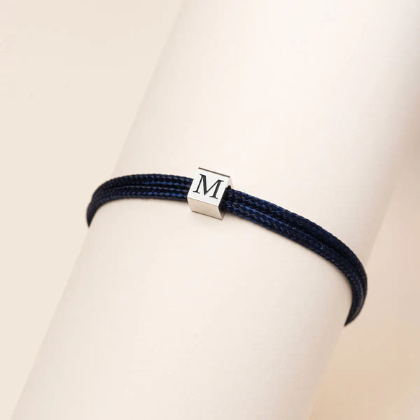 Bracelet cordon petit cube à personnaliser - Acier
