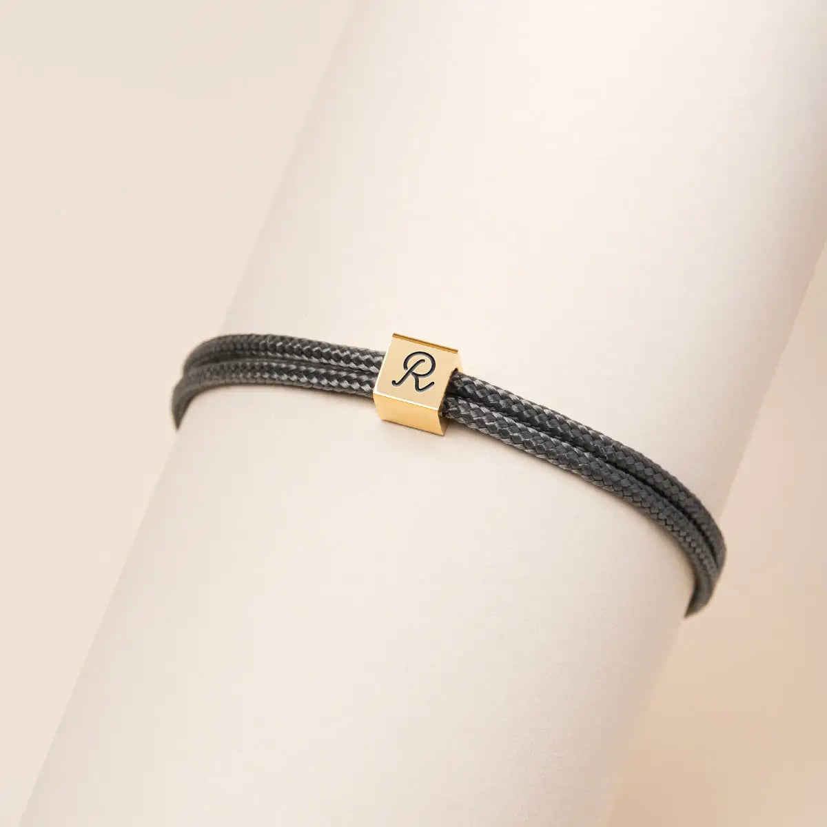 Bracelet cordon petit cube à personnaliser - Doré