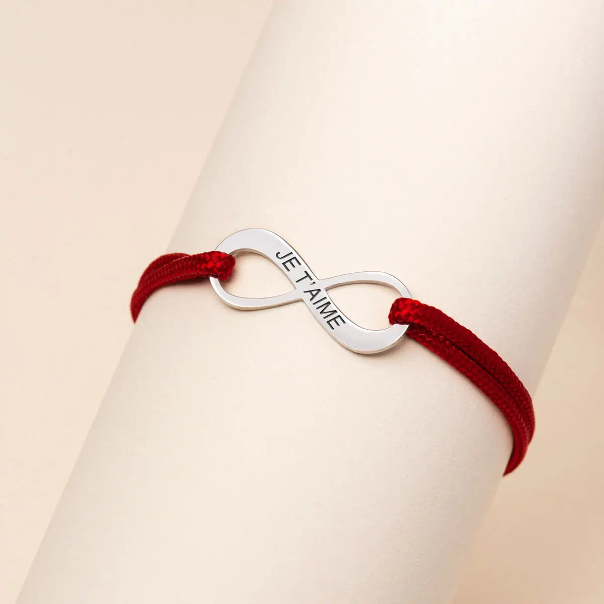 Bracelet cordon médaille Infini à personnaliser - Acier