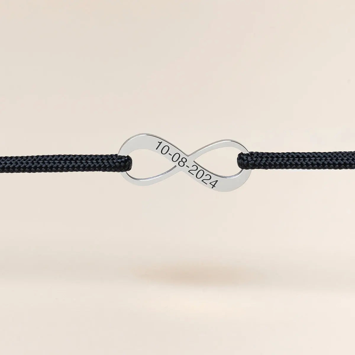 Bracelet cordon médaille Infini à personnaliser - Acier