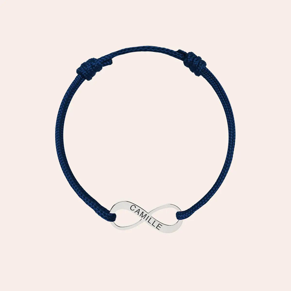 Bracelet cordon médaille Infini à personnaliser - Acier