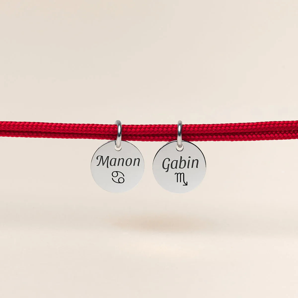 Bracelet femme double cordon Médaille à personnaliser - Acier