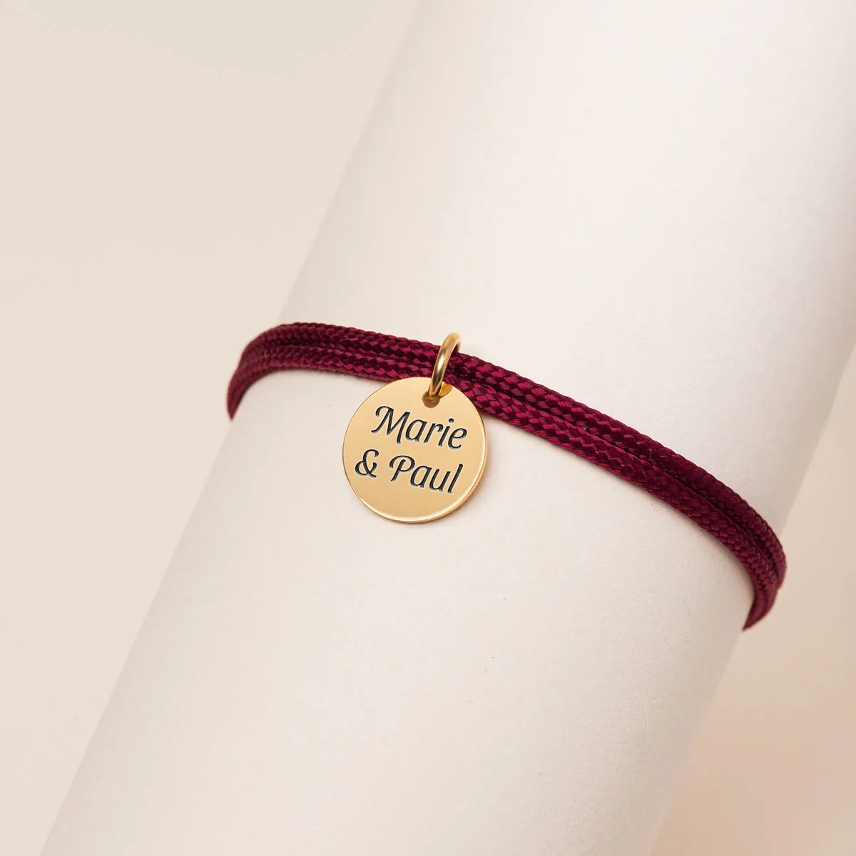 Bracelet femme double cordon Médaille à personnaliser - Doré