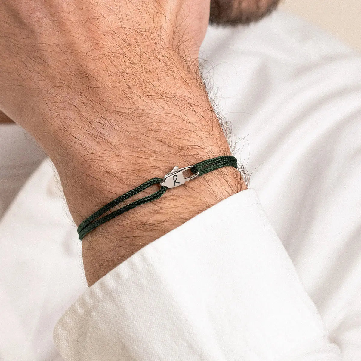Bracelet cordon Mousqueton à personnaliser - Acier