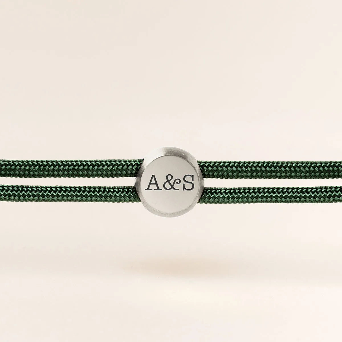 Bracelet homme cordon plaque ronde à personnaliser - Acier