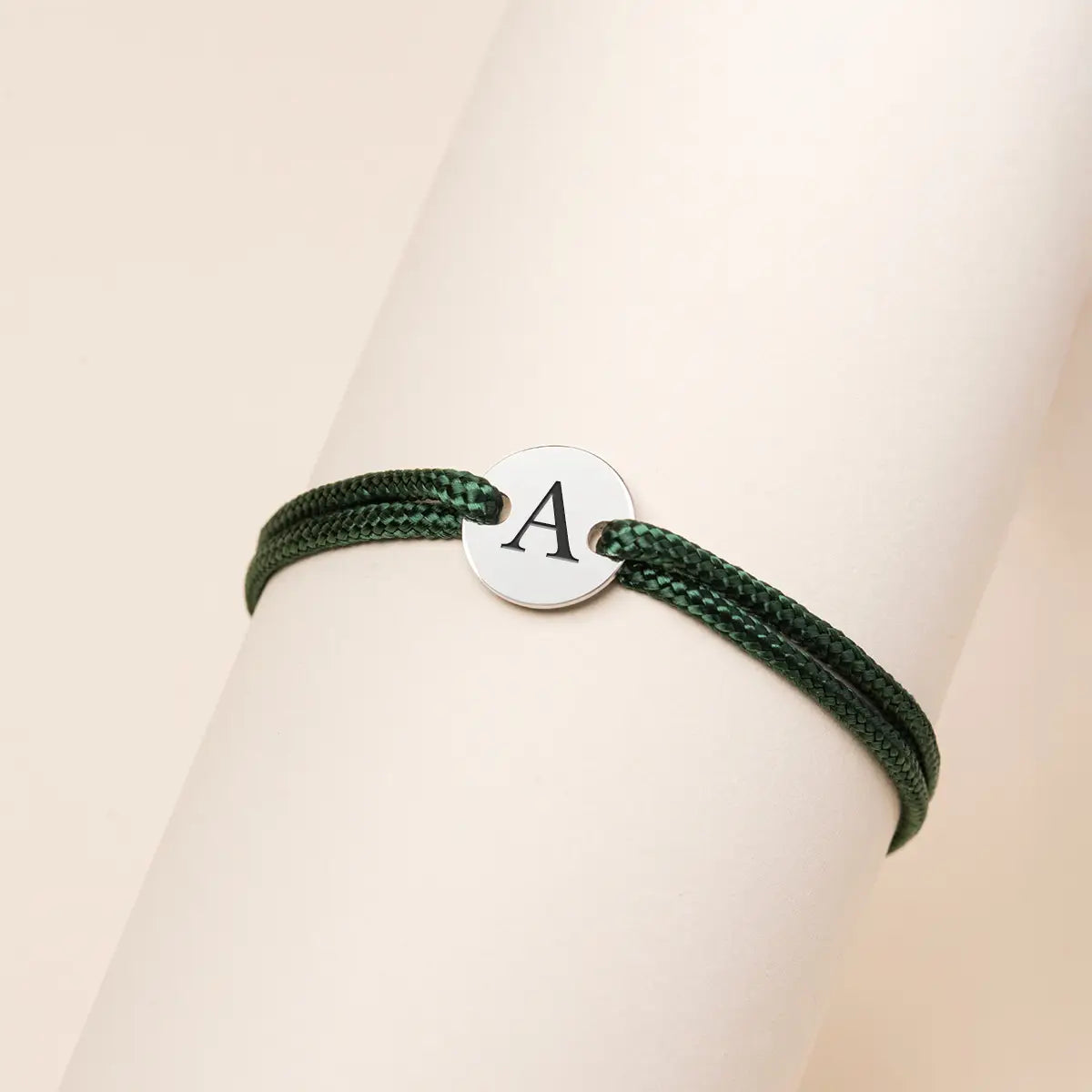 Bracelet homme cordon petite médaille à personnaliser - Acier