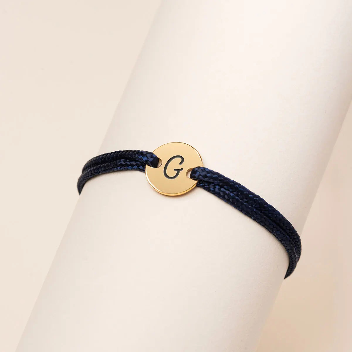 Bracelet femme cordon petite médaille à personnaliser - Doré